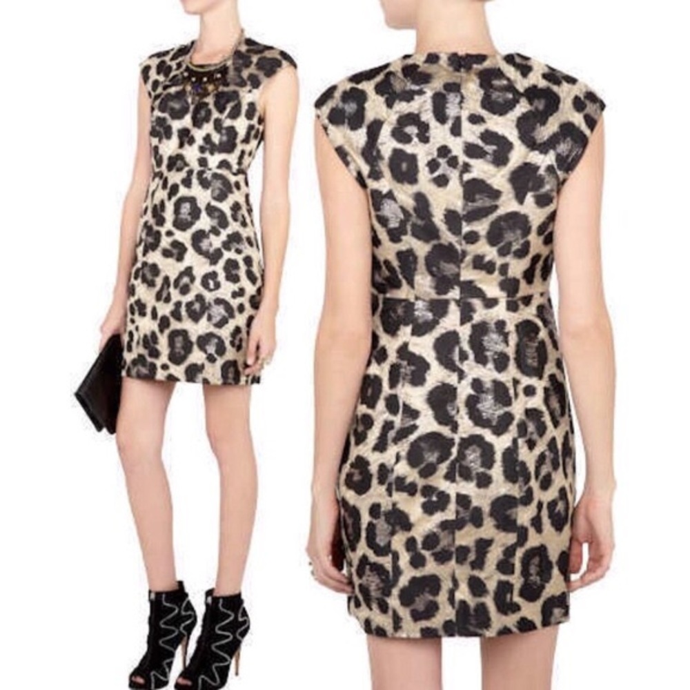 TIBI metallic leopard mini dress 0 XS